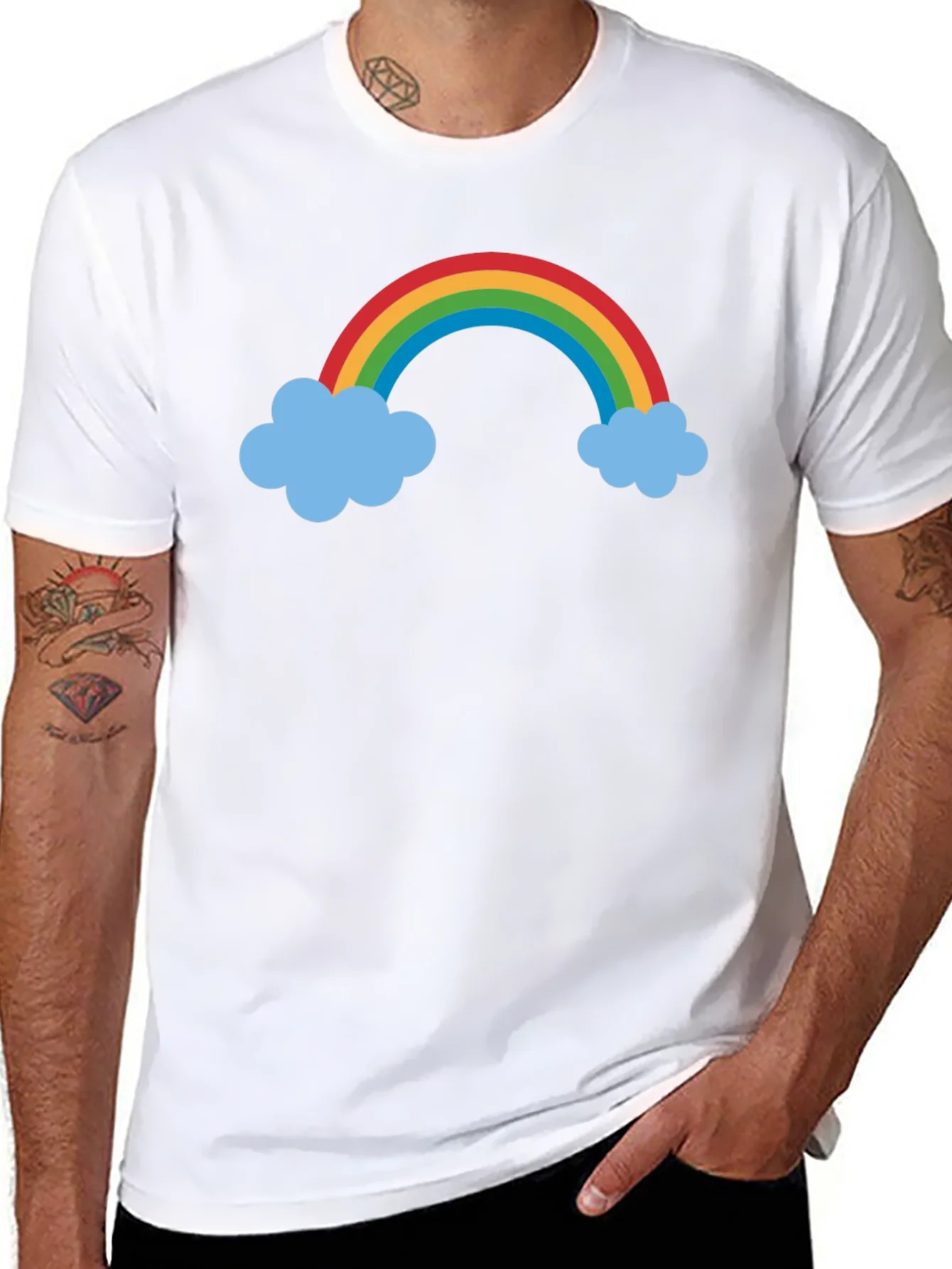 Rainbow Cloud Graphic Black Tee Shirt