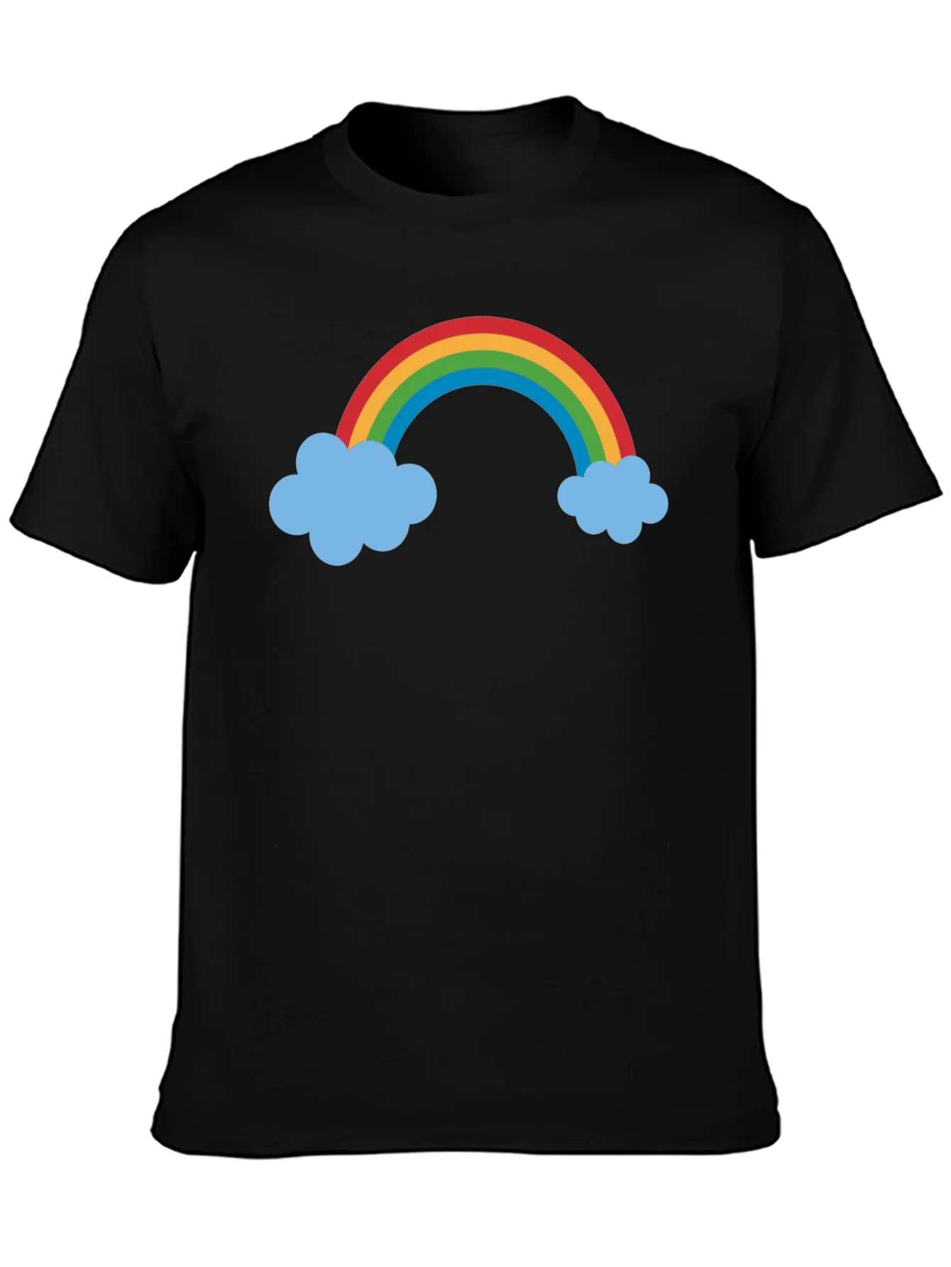Rainbow Cloud Graphic Black Tee Shirt
