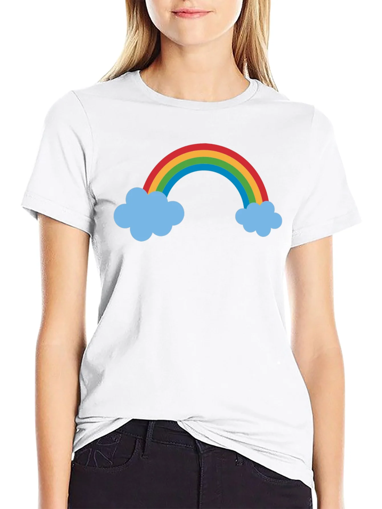 Rainbow Cloud Graphic Black Tee Shirt