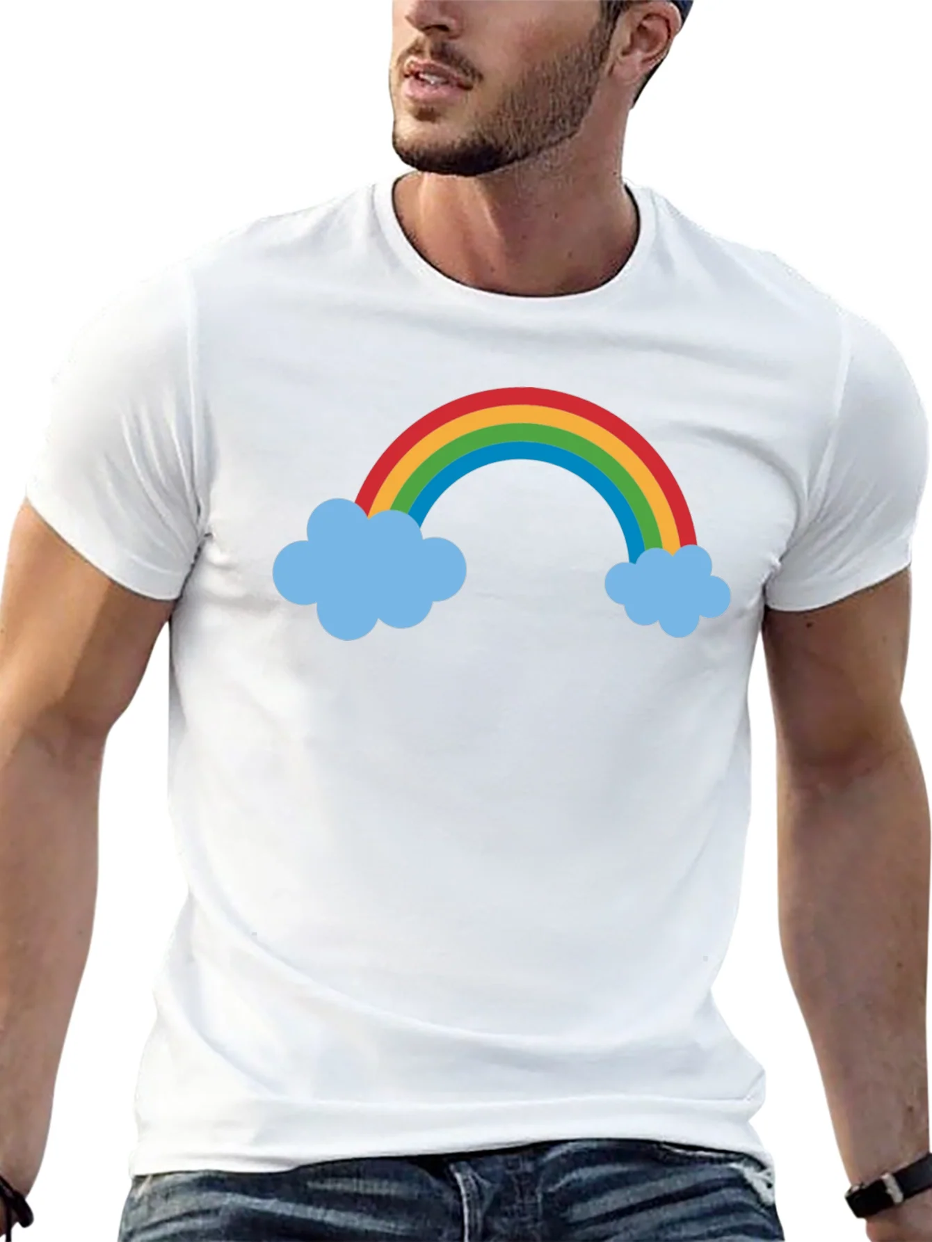Rainbow Cloud Graphic Black Tee Shirt