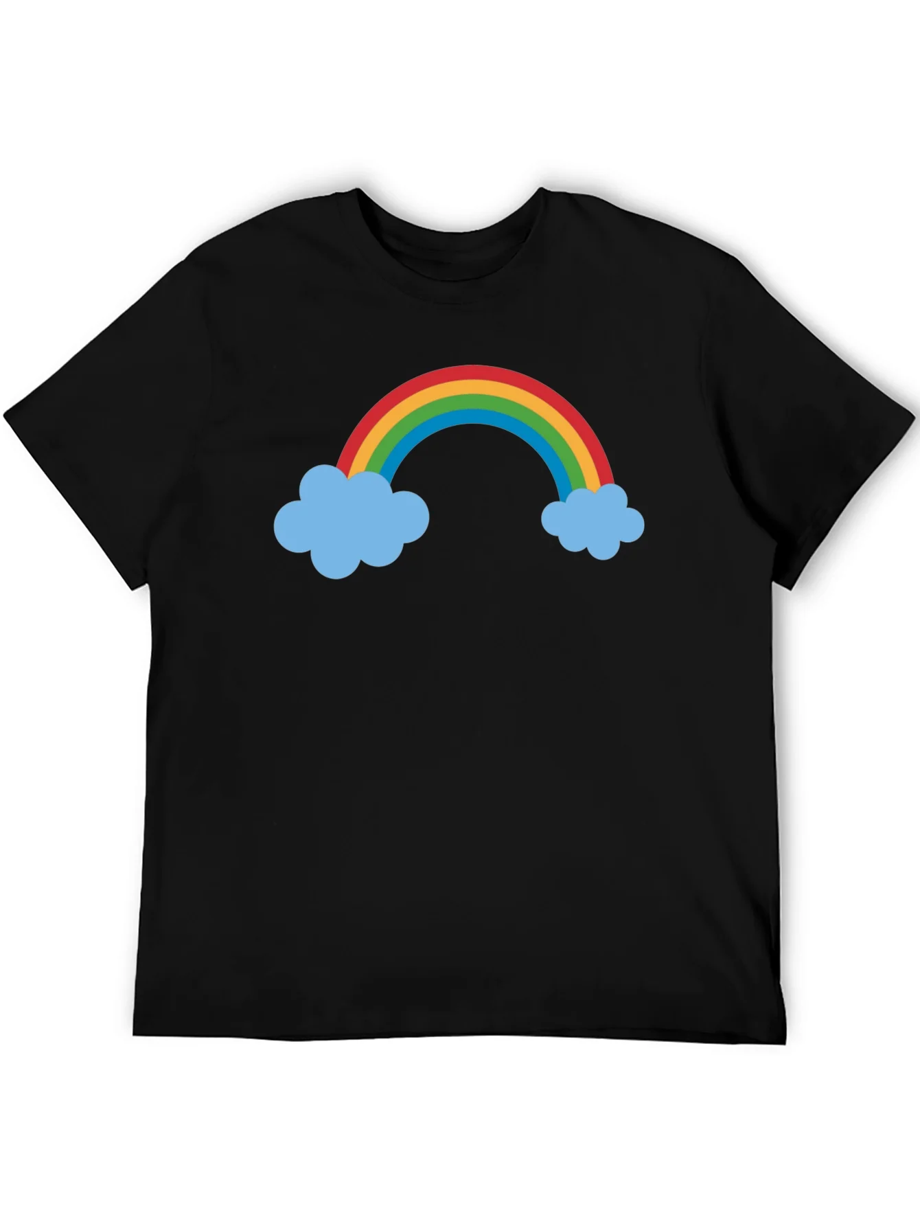 Rainbow Cloud Graphic Black Tee Shirt