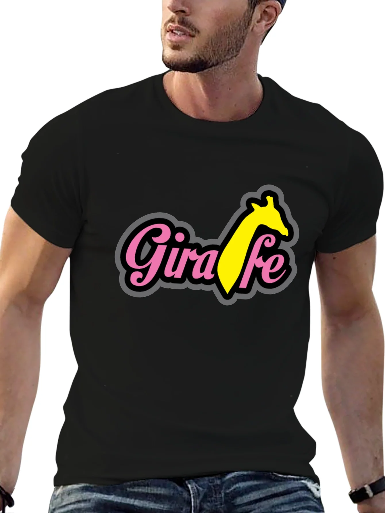 Giraffe T-Shirt - Black Cotton Blend Tee