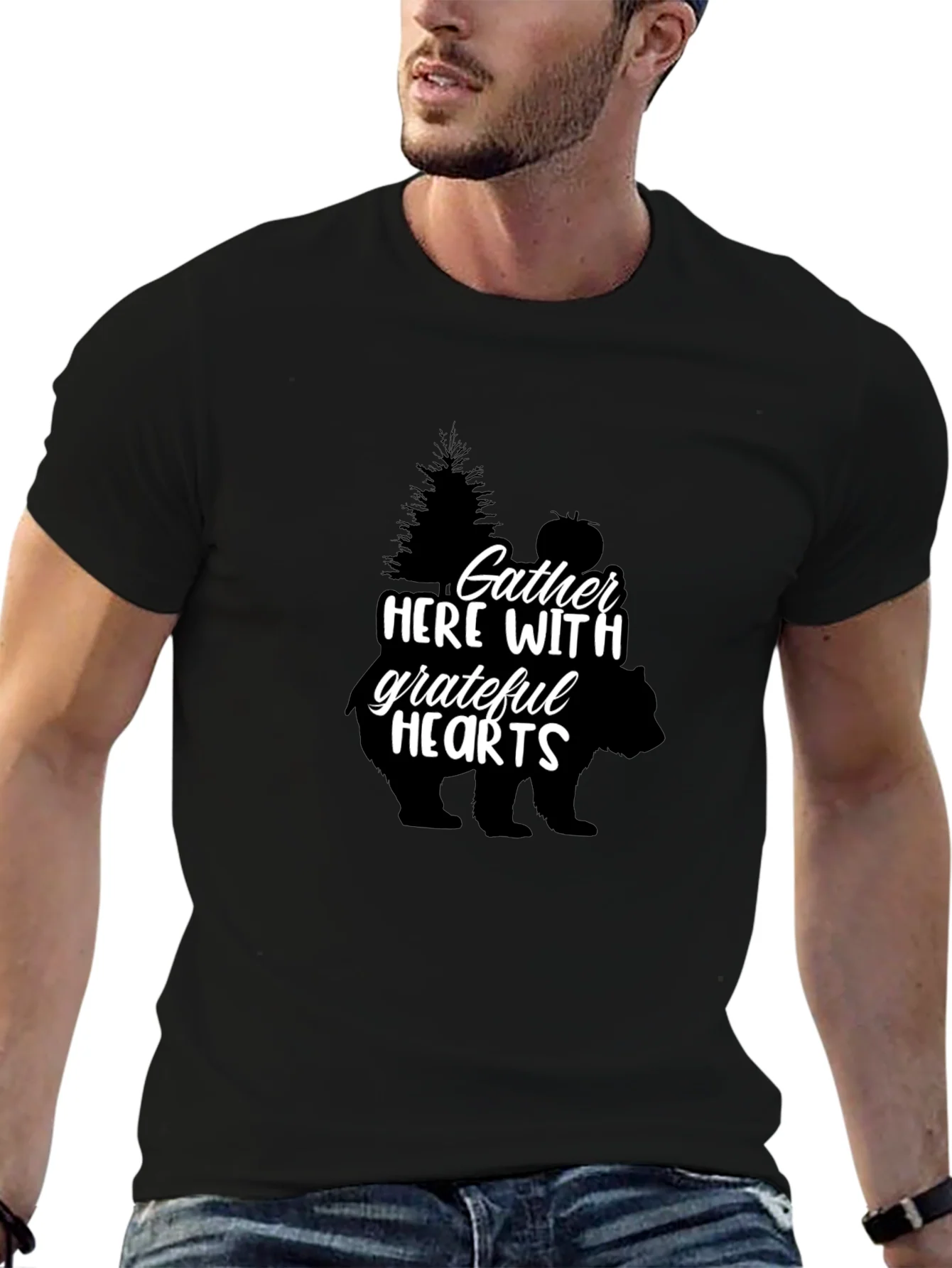 Gather Here With Grateful Hearts Black Tee