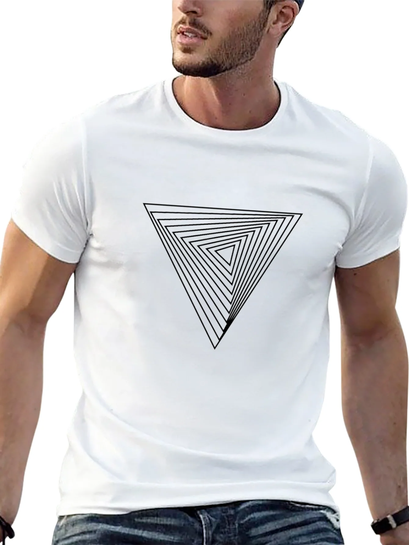 Geometric Triangle Graphic Tee - Modern Design
