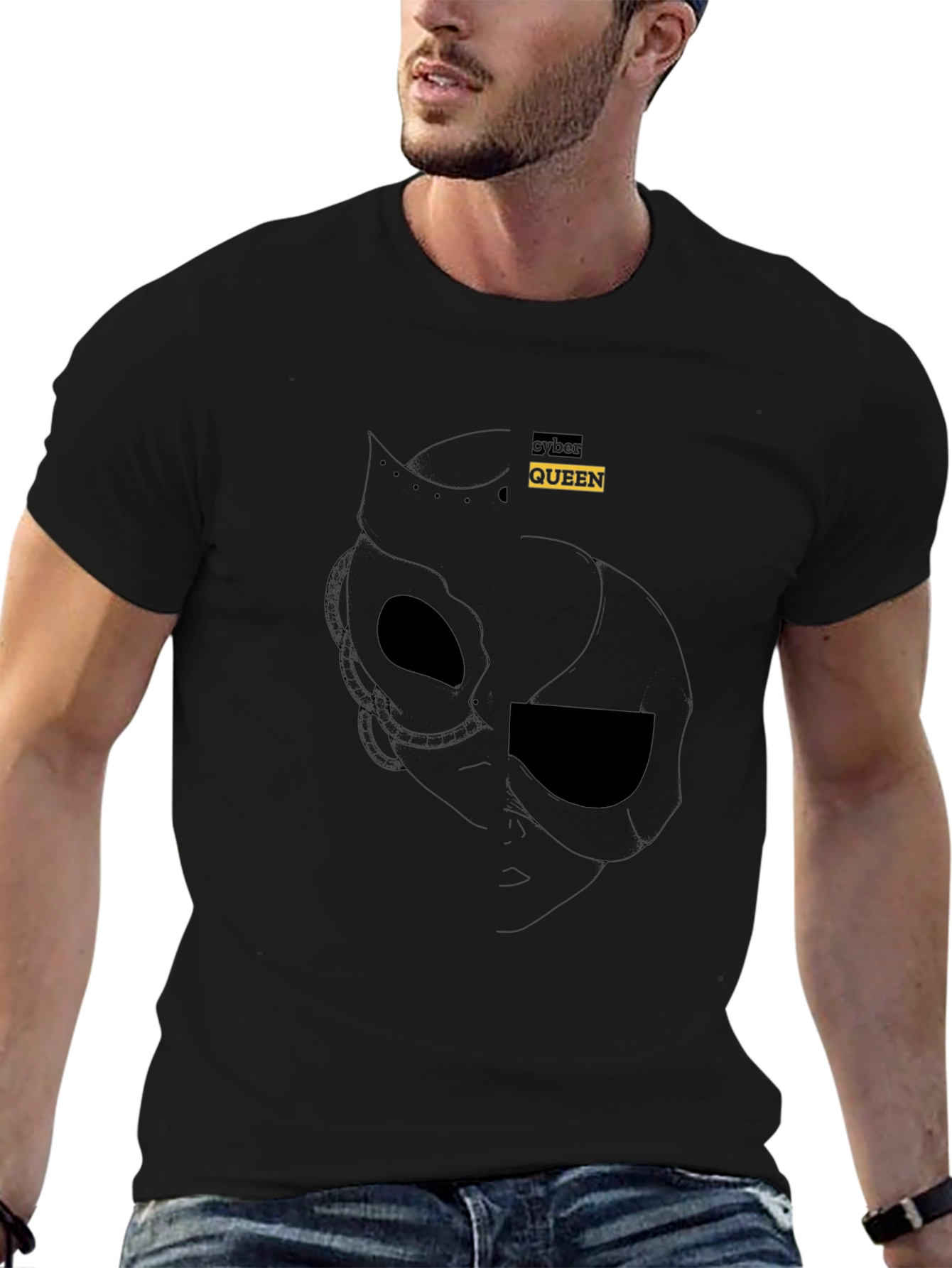 Cyber Queen Graphic Tee - Black Cotton Blend