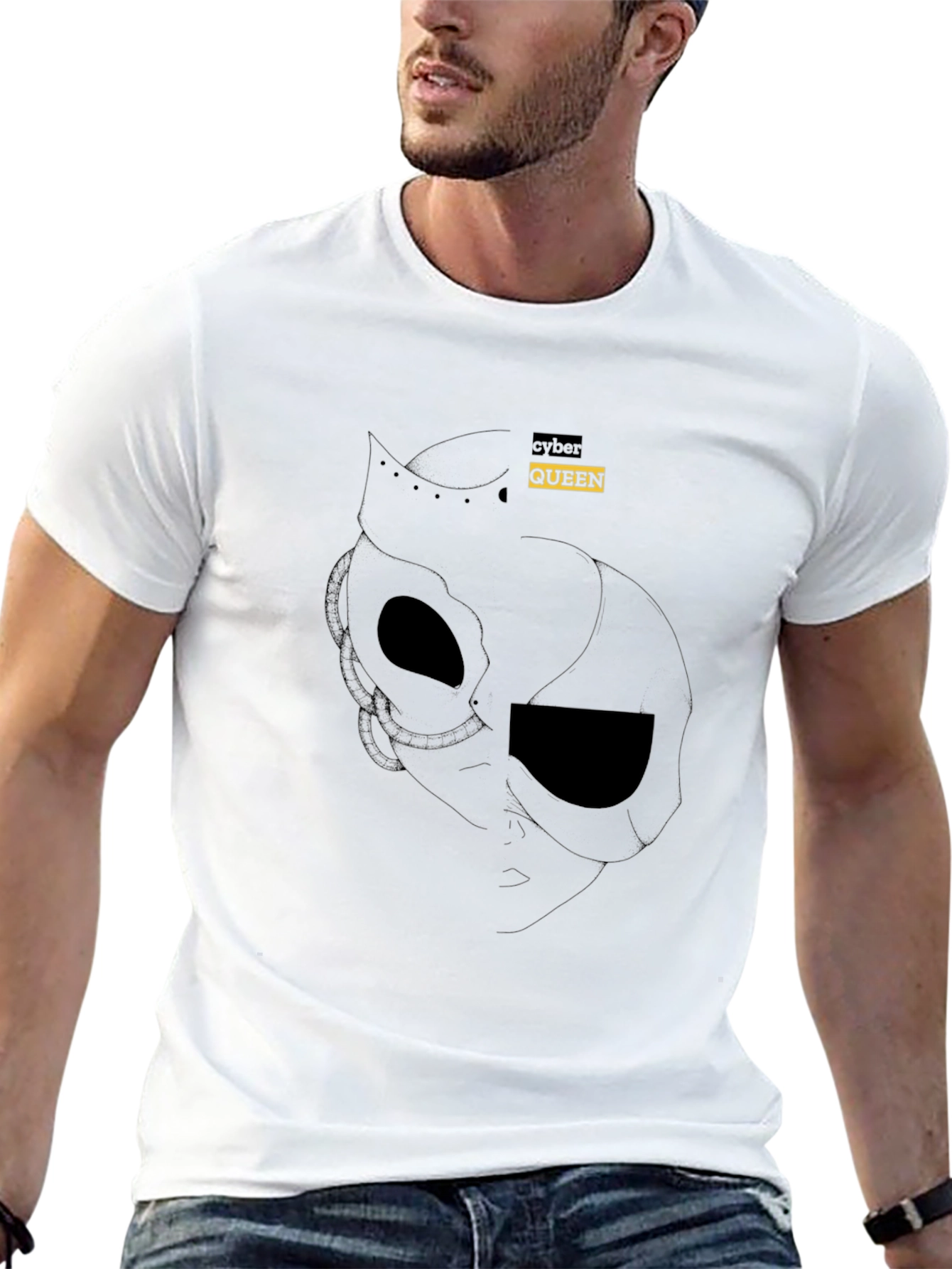 Cyber Queen Graphic Tee - Black Cotton Blend
