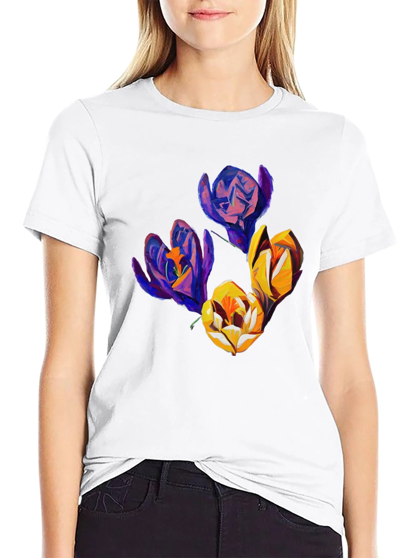 Floral Graphic Print Tee - Black