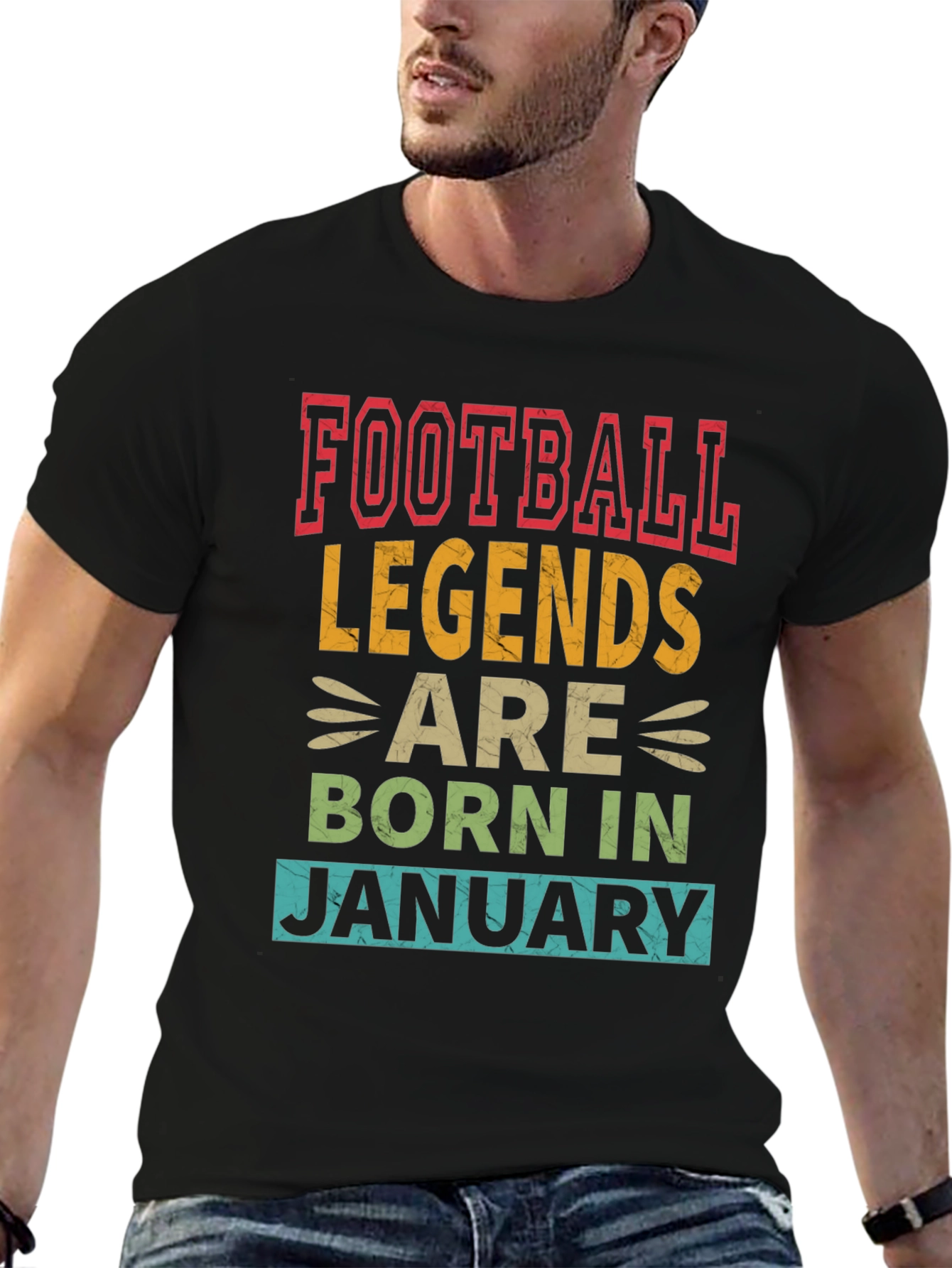 Football Legends January Birthday Black T-Shirt