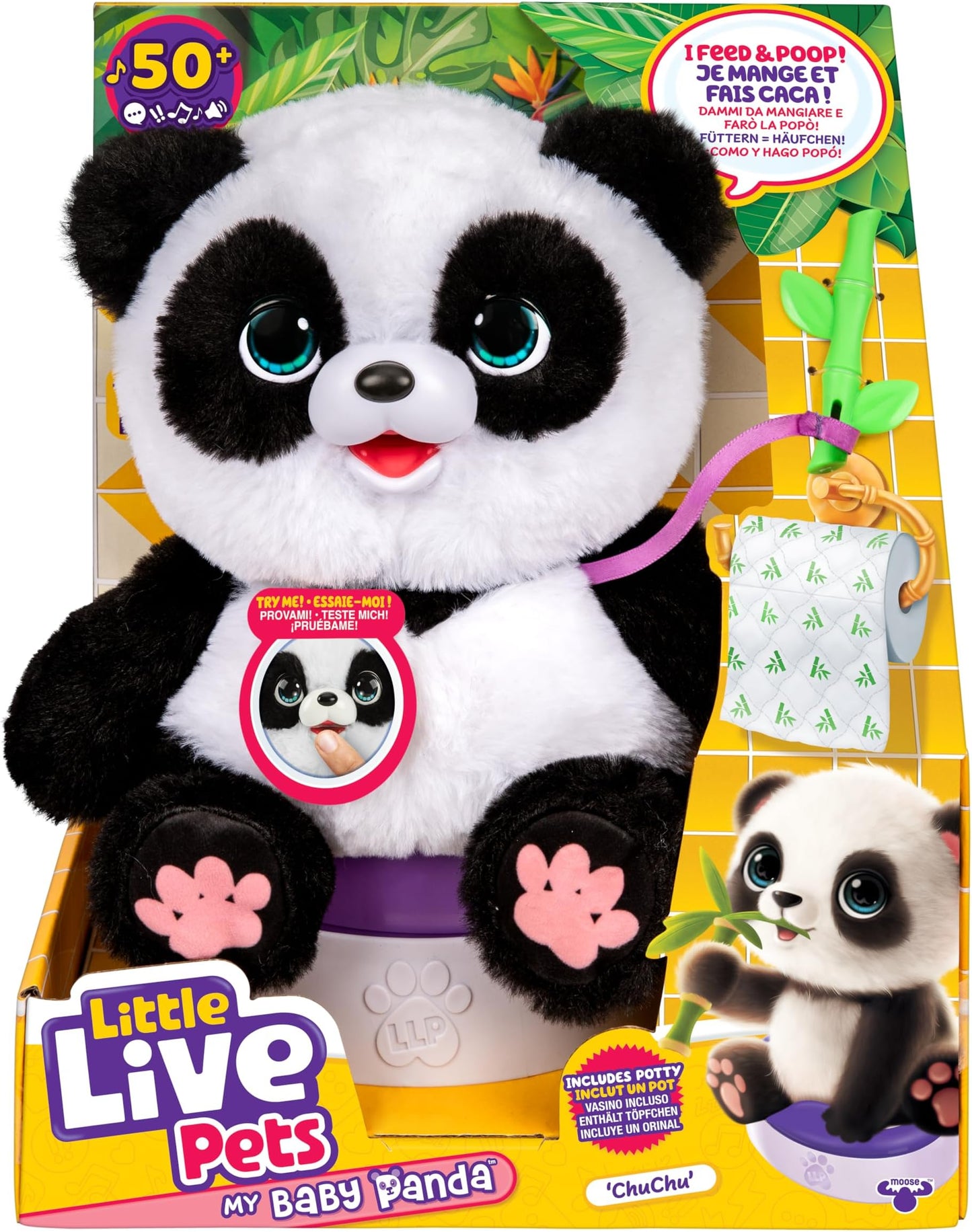 My Baby Panda ChuChu|Interactive Pet with 50+ Sounds & Reactions, Kicks Feet, Poops, Giggles & More – Includes Potty & Repeat Play – Fun & Adorable Gift for Kids
