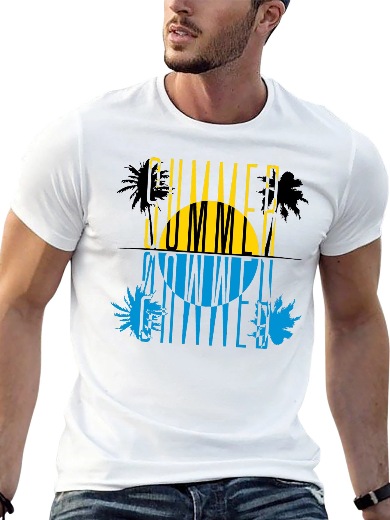 Summer Time Graphic Print Black T-Shirt