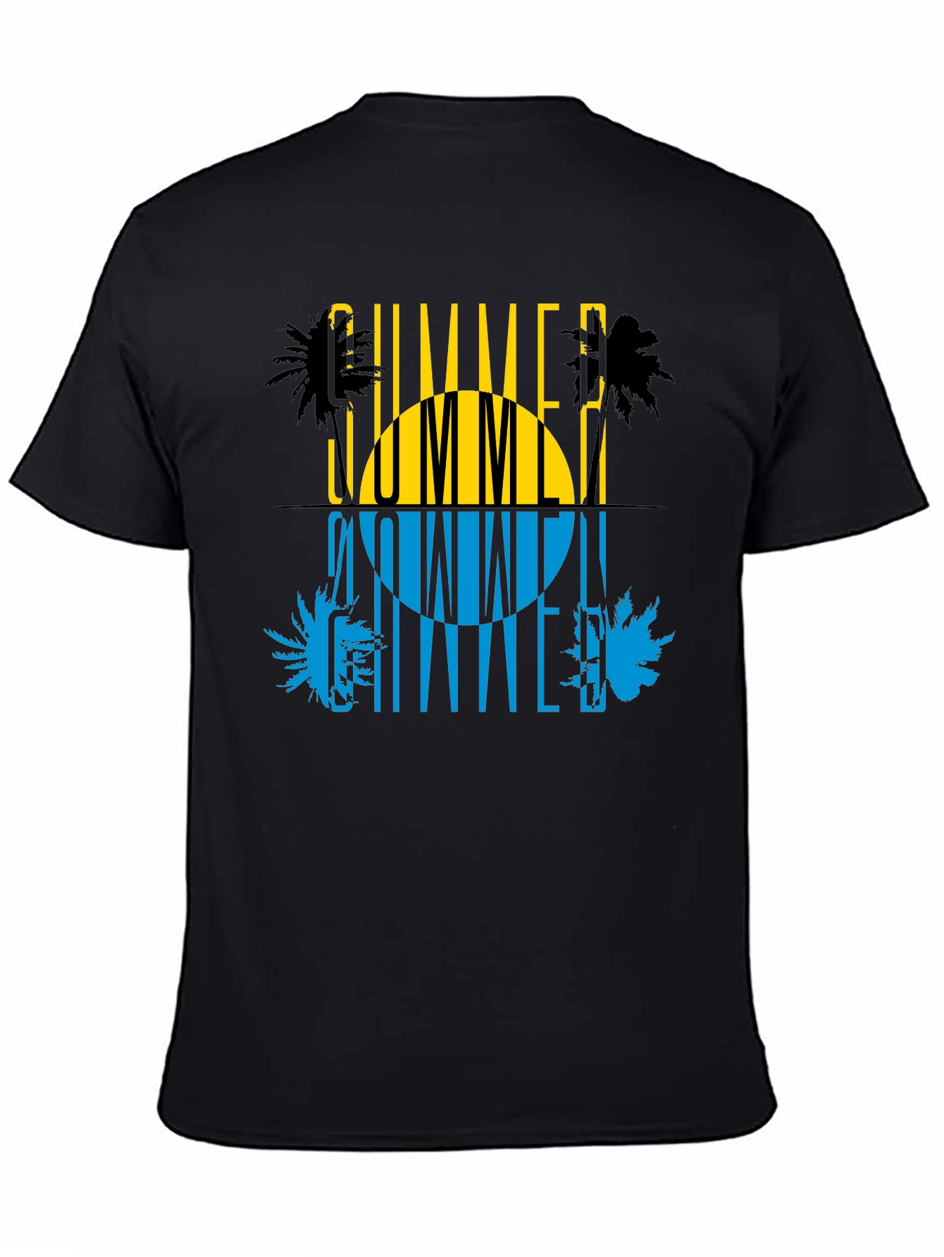 Summer Time Graphic Print Black T-Shirt