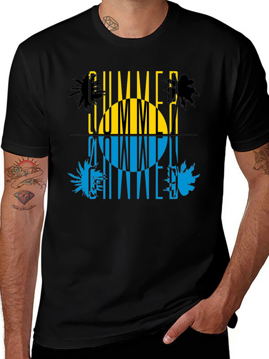 Summer Time Graphic Print Black T-Shirt