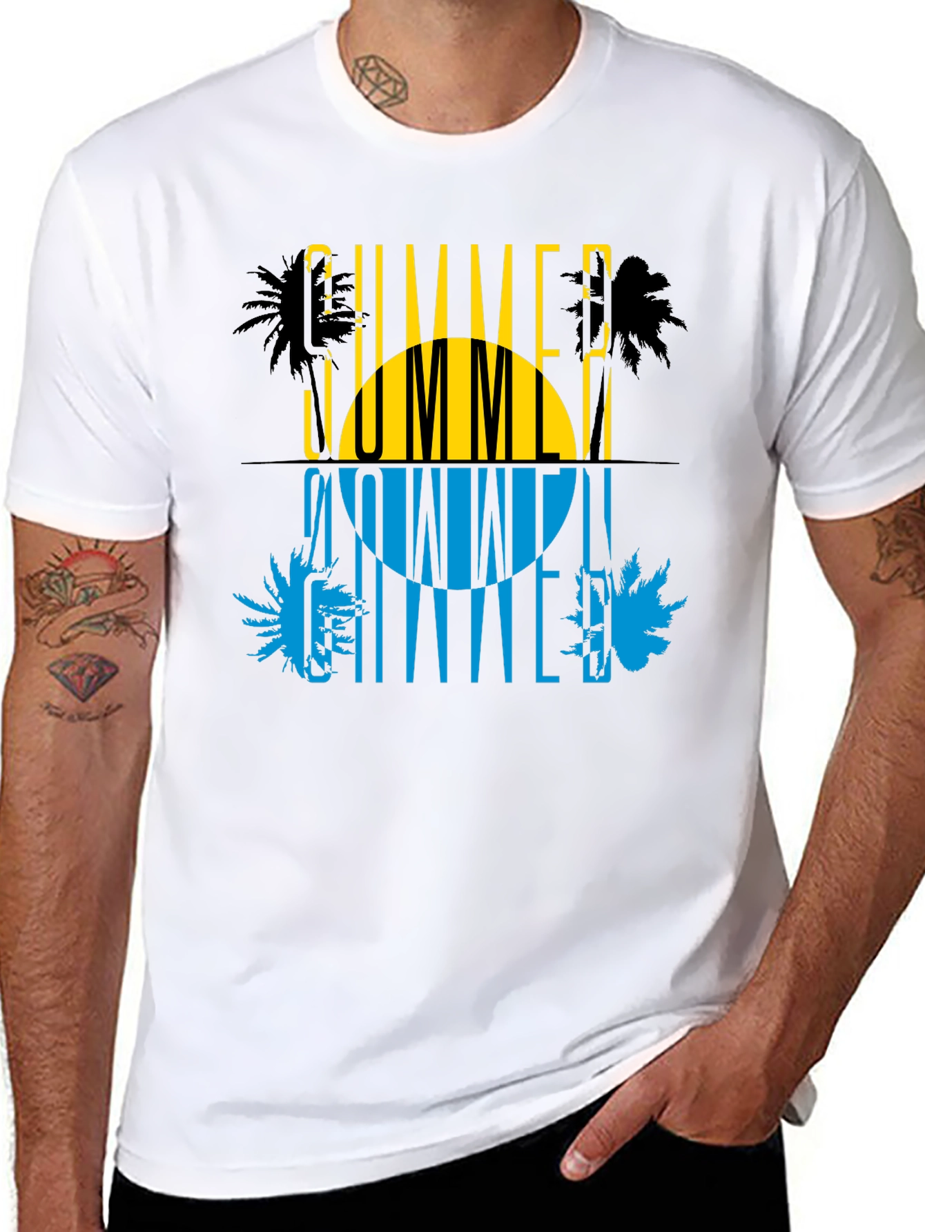 Summer Time Graphic Print Black T-Shirt