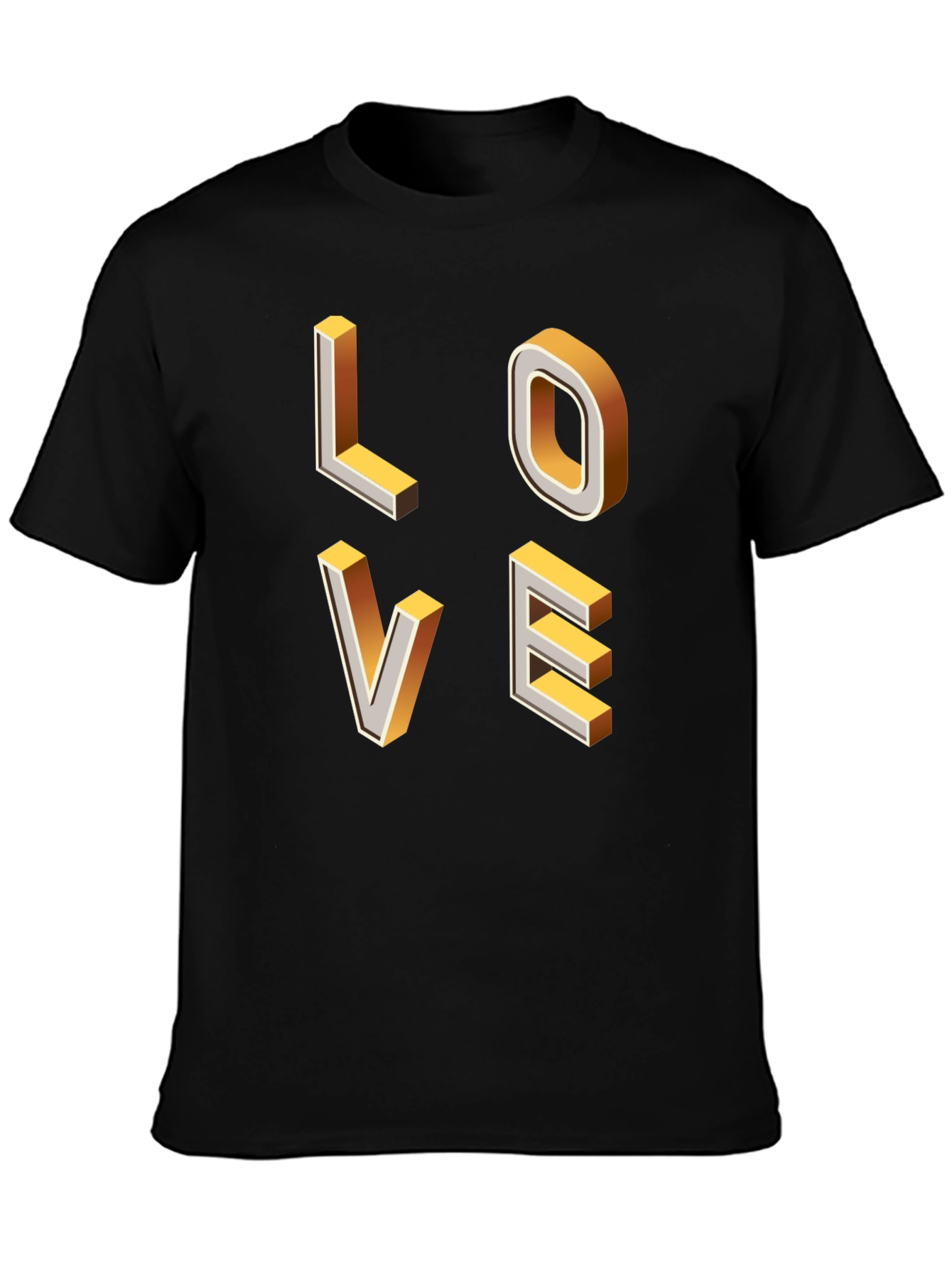 Trendy 3D Love Graphic Black T-Shirt