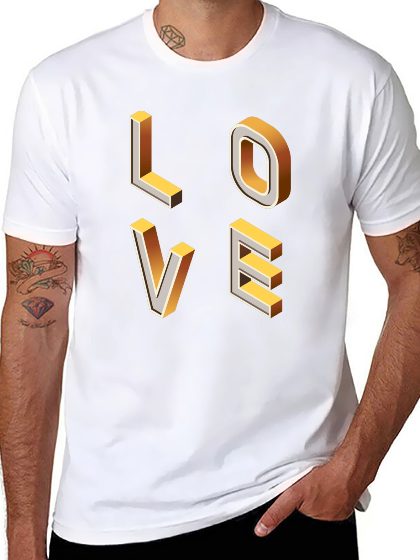 Trendy 3D Love Graphic Black T-Shirt