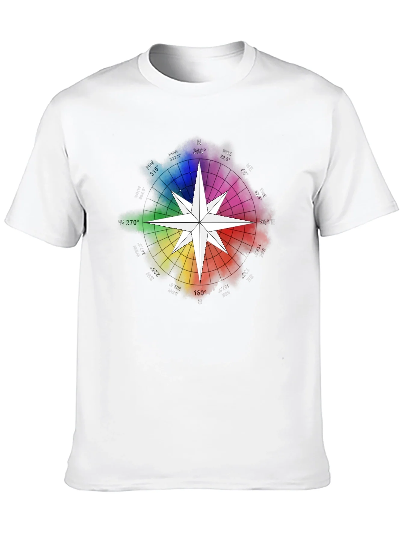 Rainbow Compass Star Graphic T-Shirt - Stylish Black Tee