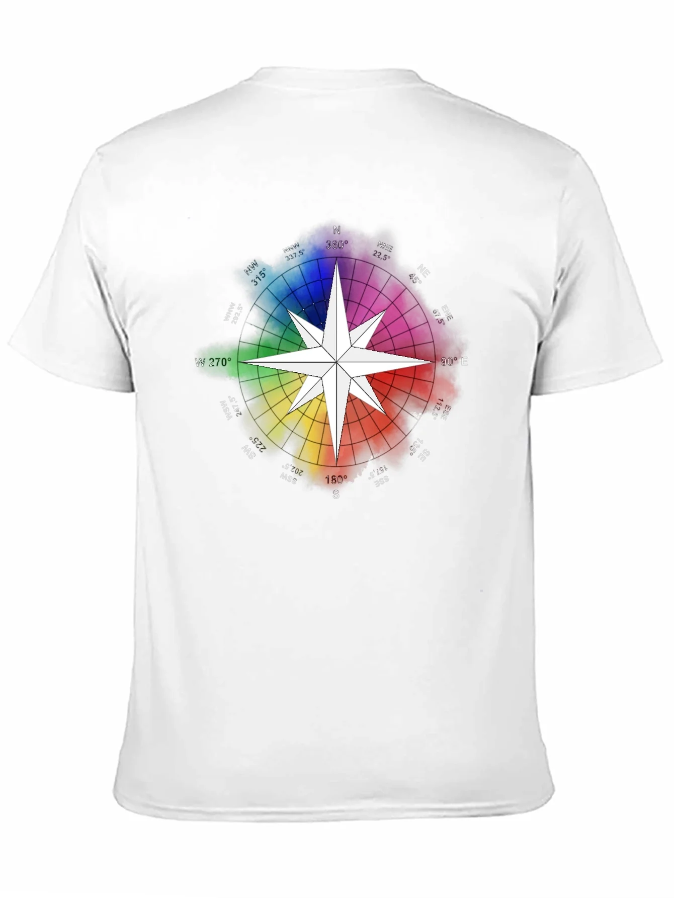 Rainbow Compass Star Graphic T-Shirt - Stylish Black Tee