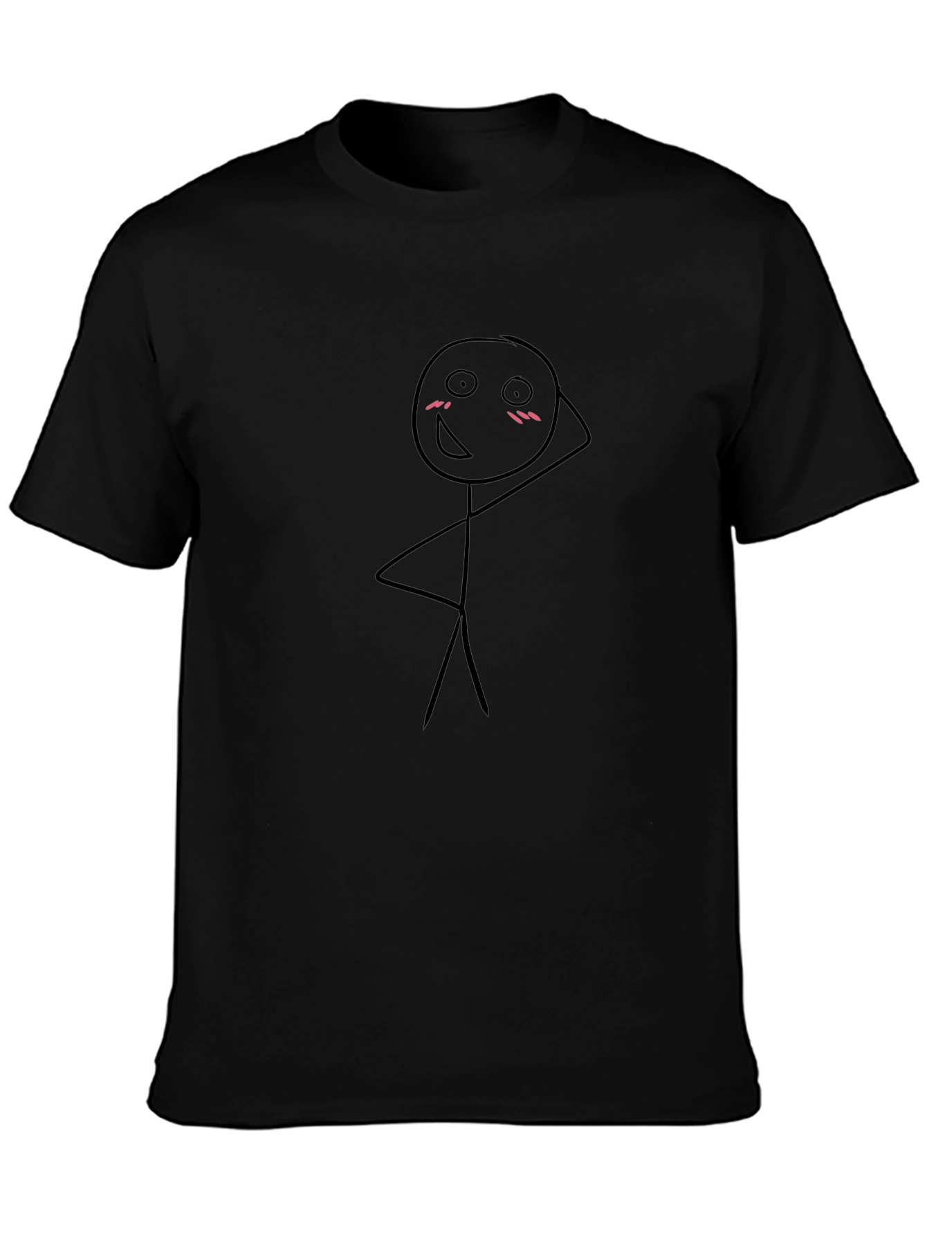 Funny Stick Figure Graphic Tee - Black Cotton Shirt