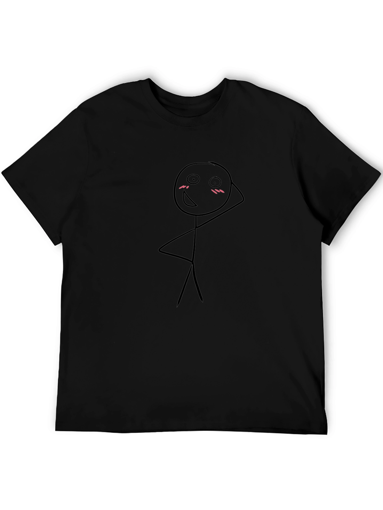 Funny Stick Figure Graphic Tee - Black Cotton Shirt