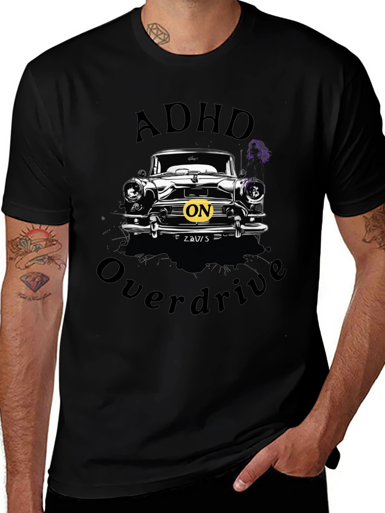 ADHD Overdrive Car Graphic T-Shirt