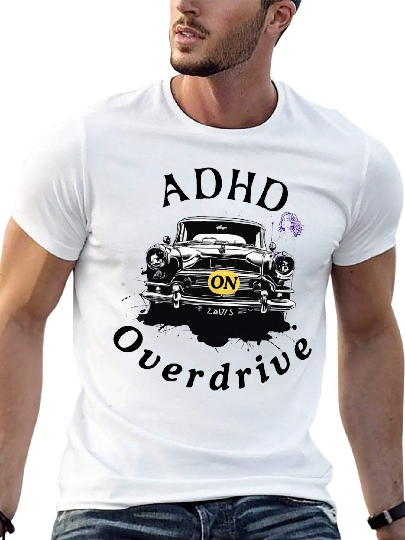 ADHD Overdrive Car Graphic T-Shirt
