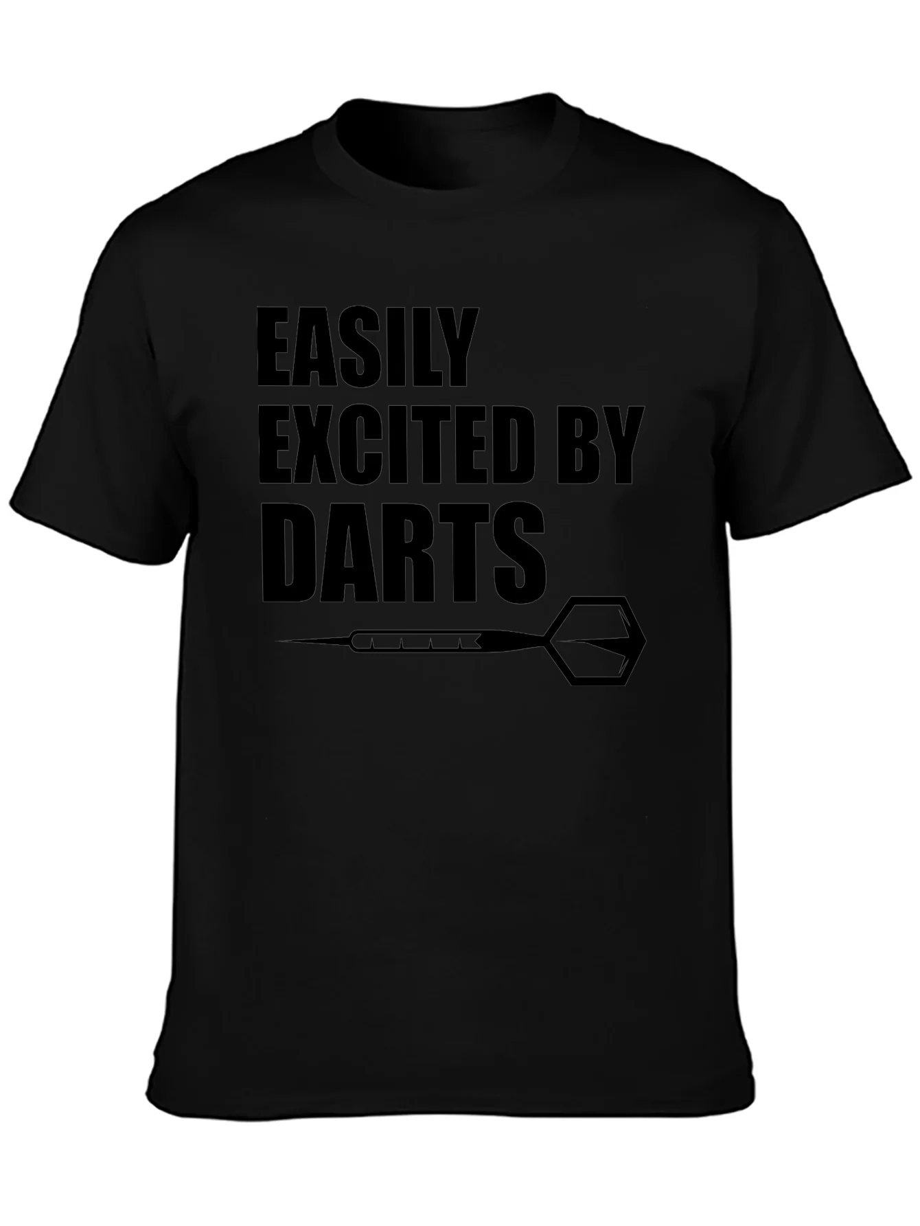 Easily Excited By Darts Black Graphic T-Shirt