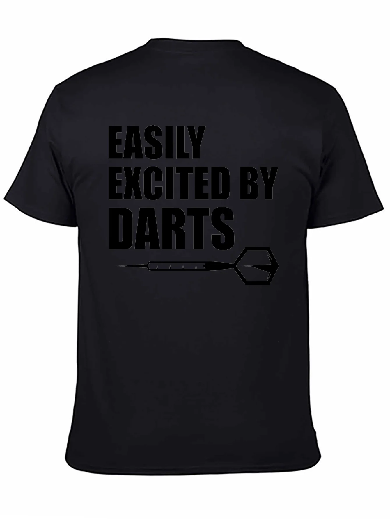 Easily Excited By Darts Black Graphic T-Shirt