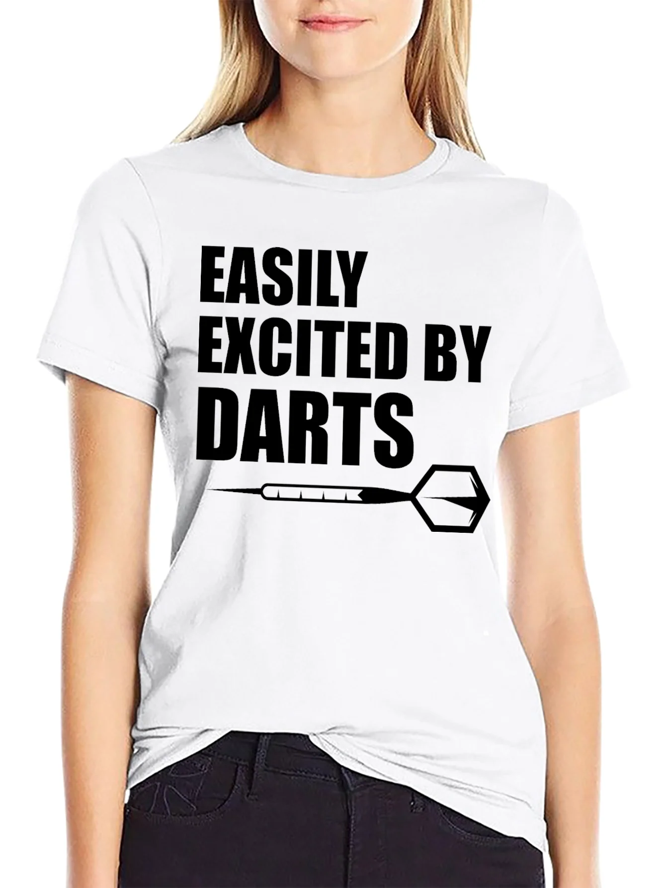 Easily Excited By Darts Black Graphic T-Shirt