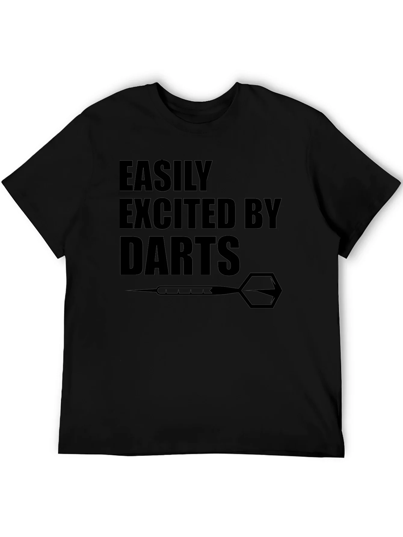 Easily Excited By Darts Black Graphic T-Shirt