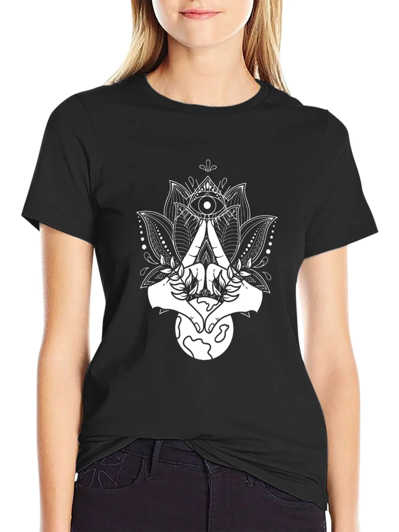 Enlightened Earth Tee - Lotus & All-Seeing Eye Graphic
