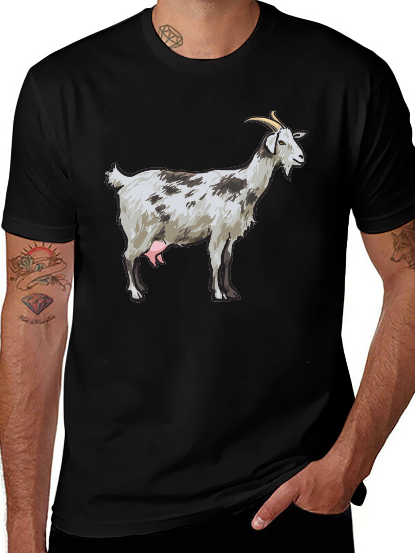 Goat Graphic Tee - Black Cotton T-Shirt