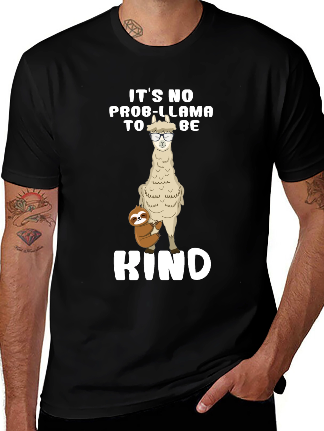 No Prob-Llama To Be Kind Black T-Shirt