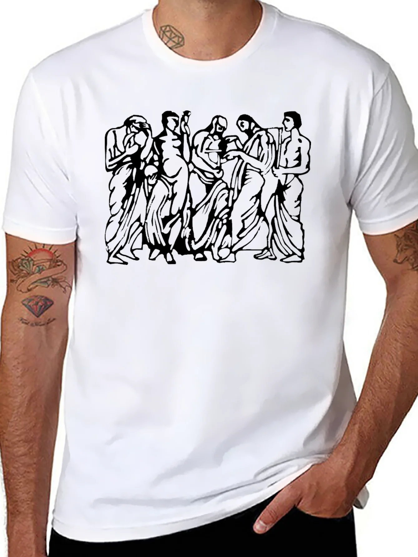 Classical Art Graphic Tee - Black Cotton Blend