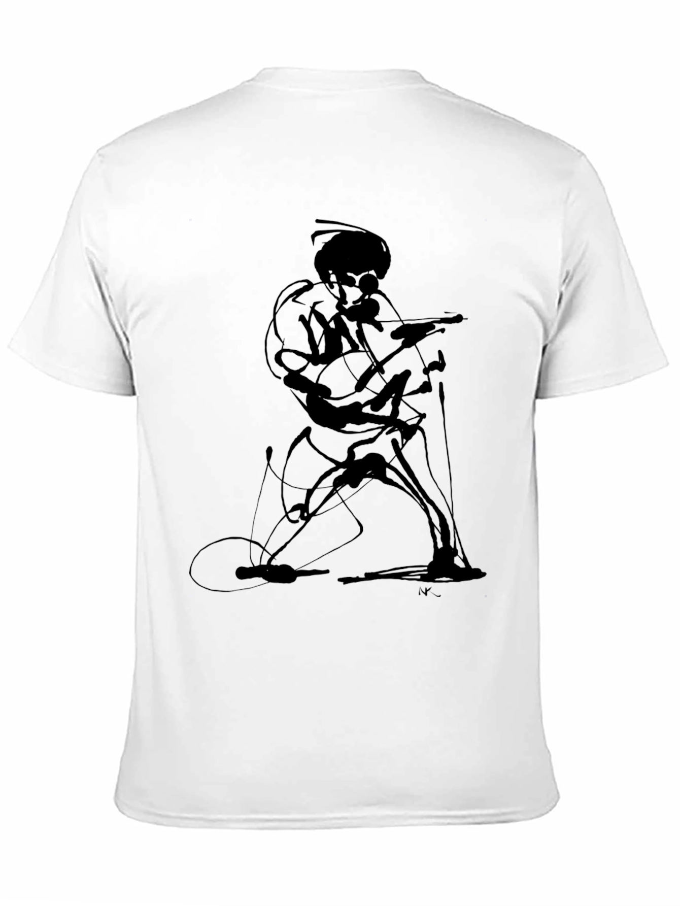 Abstract Guitarist Graphic Tee - Black