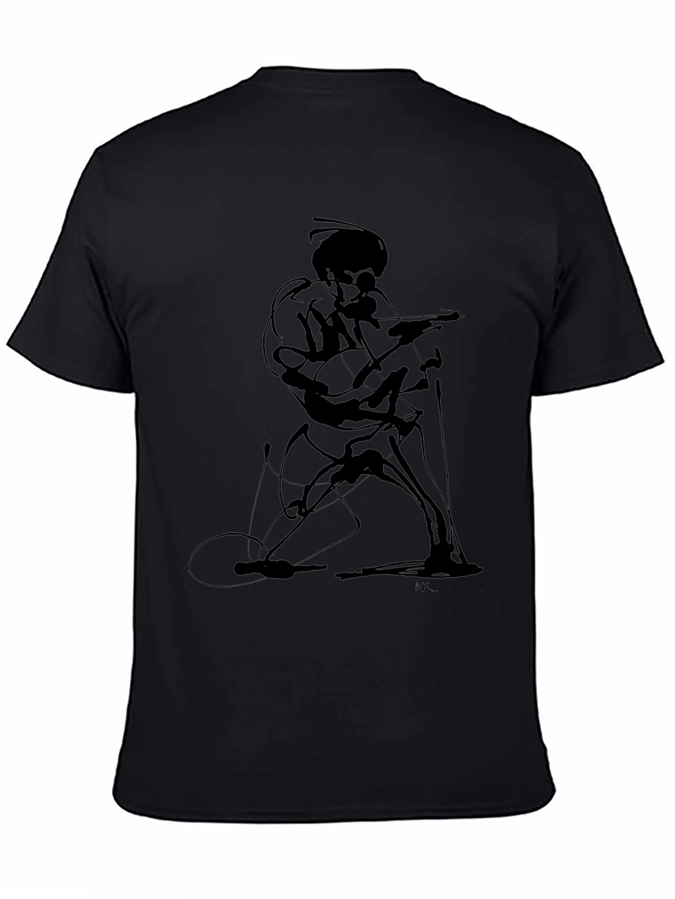 Abstract Guitarist Graphic Tee - Black