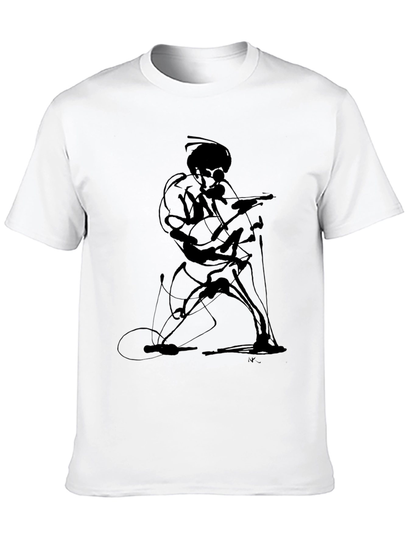 Abstract Guitarist Graphic Tee - Black