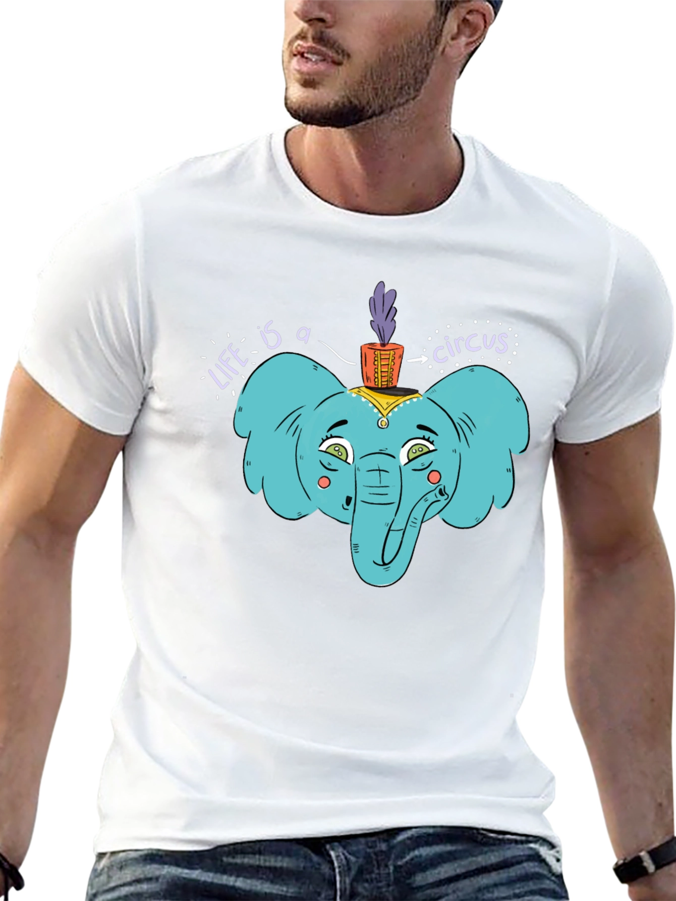 Circus Elephant Graphic Tee - Unisex Cotton T-Shirt