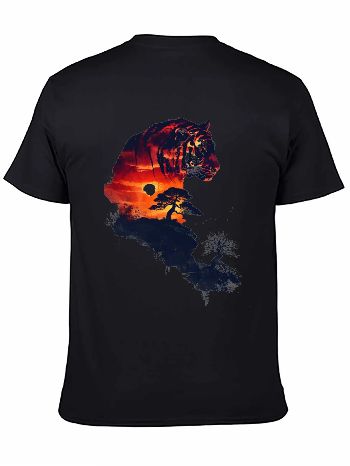 Sunset Tiger Graphic T-Shirt - Stylish Mens Tee