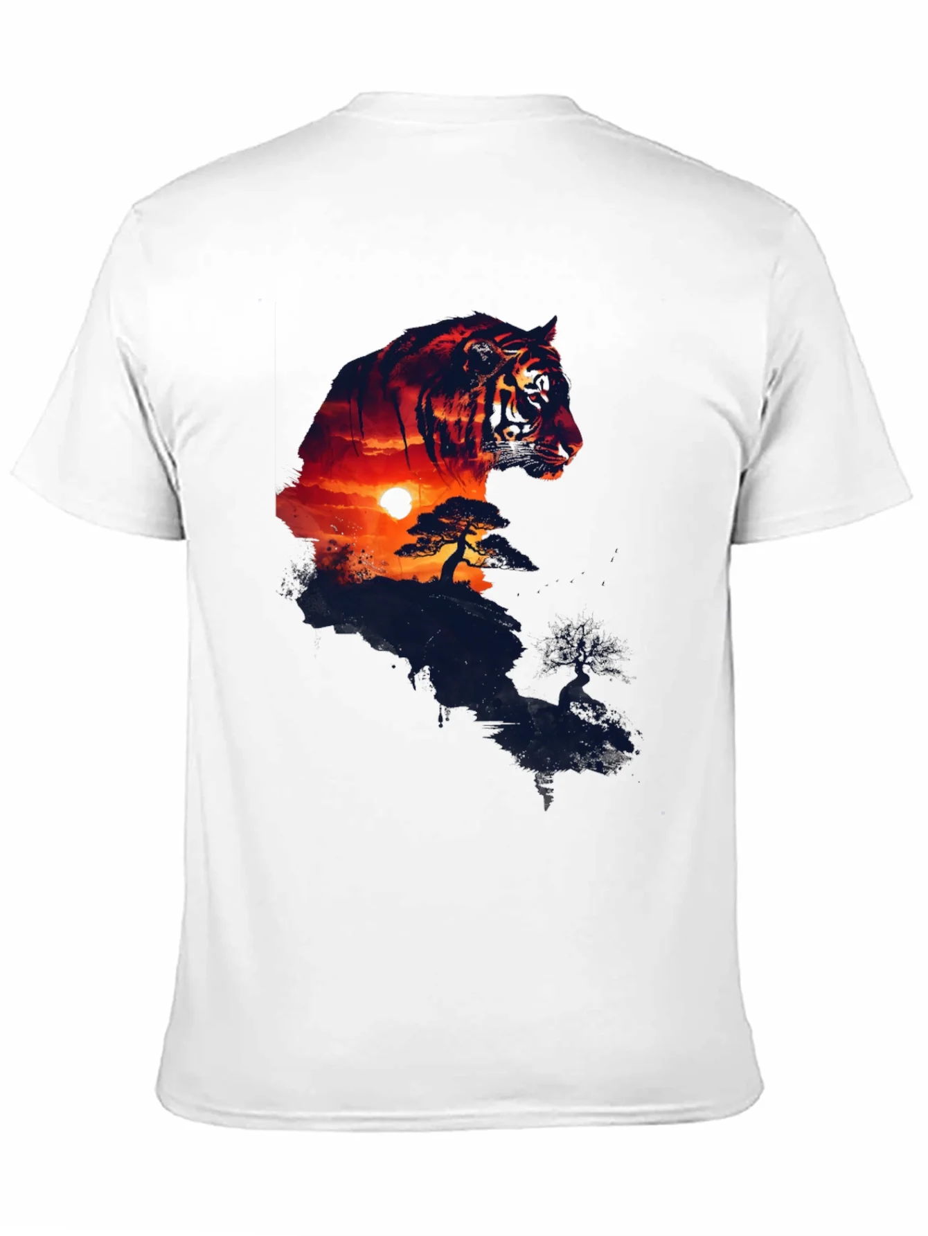 Sunset Tiger Graphic T-Shirt - Stylish Mens Tee
