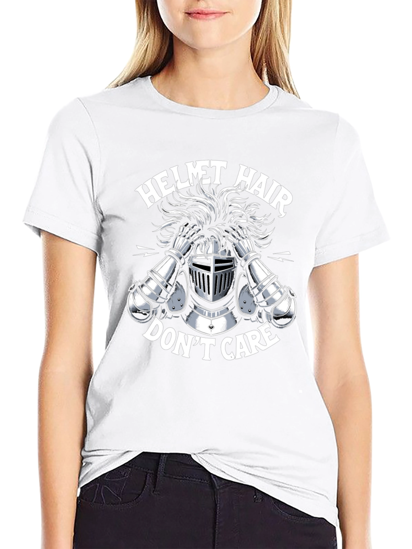 Helmet Hair Dont Care Graphic Tee - Black