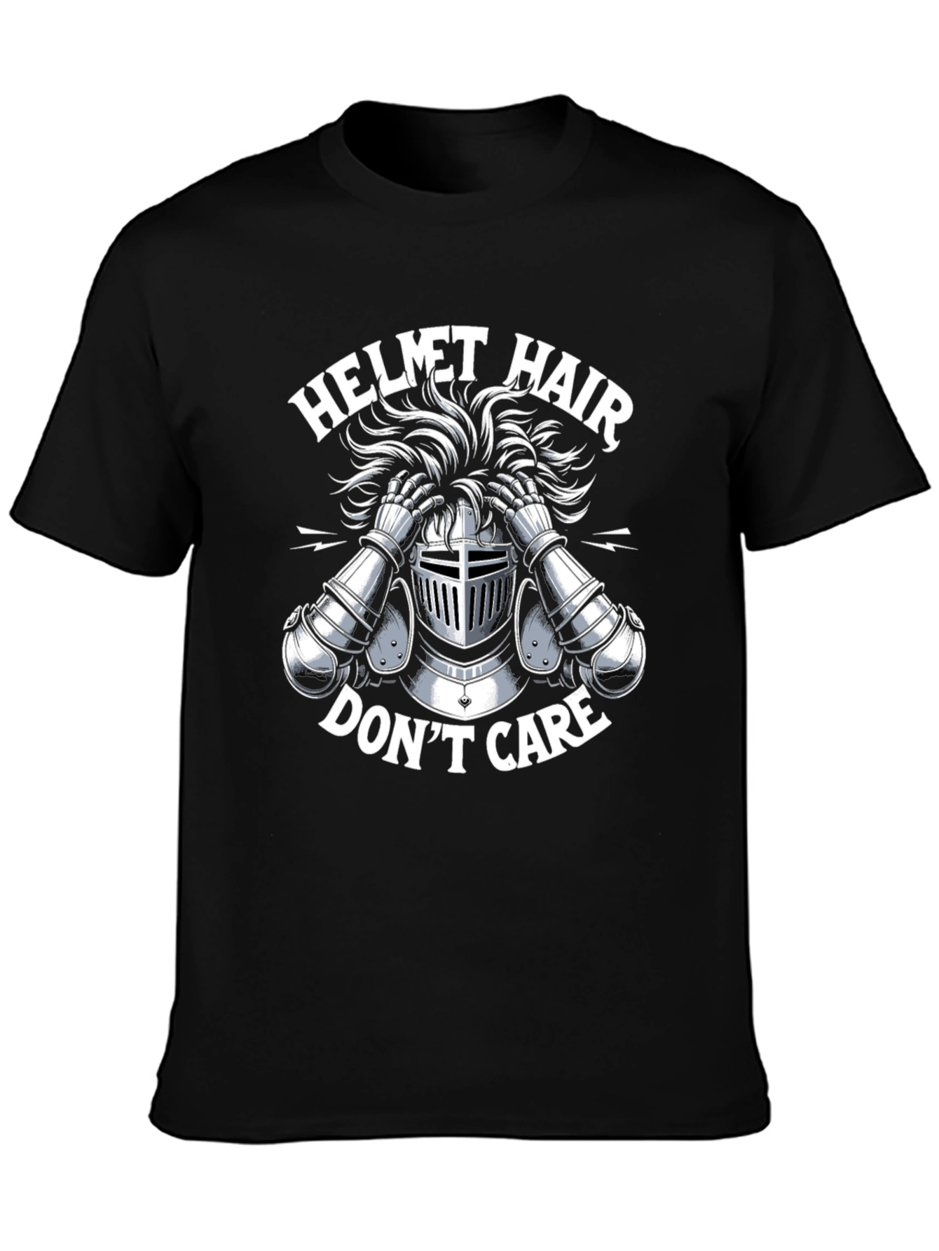 Helmet Hair Dont Care Graphic Tee - Black