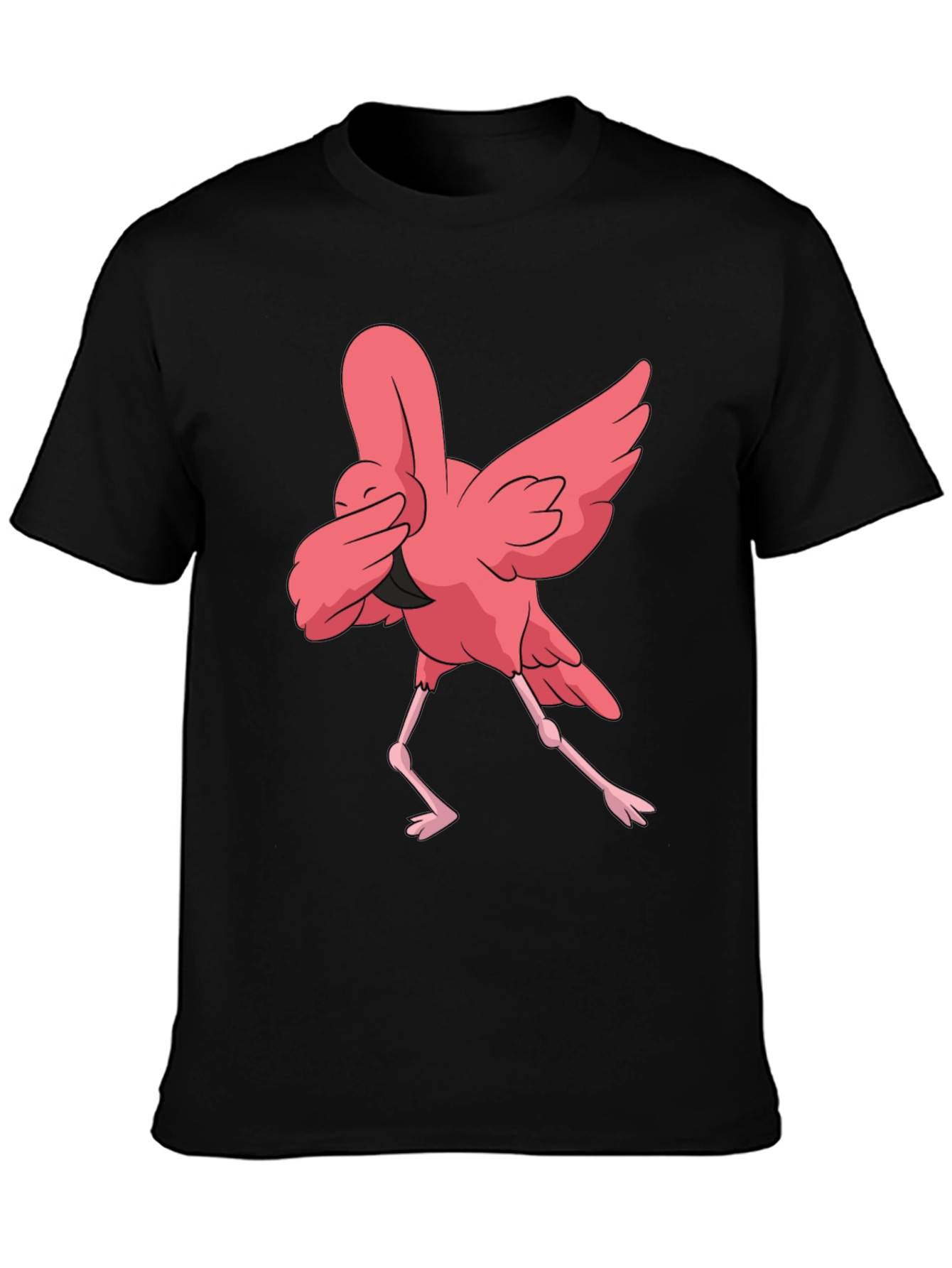 Dabbing Flamingo Graphic Tee - Black Cotton T-Shirt