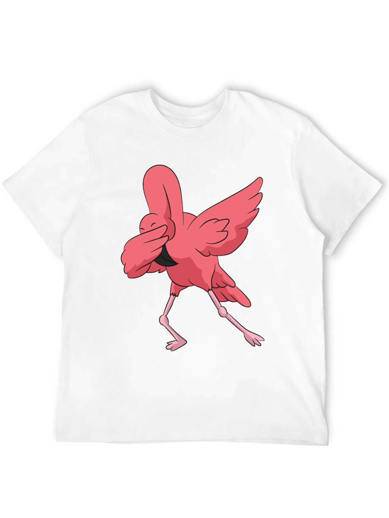 Dabbing Flamingo Graphic Tee - Black Cotton T-Shirt