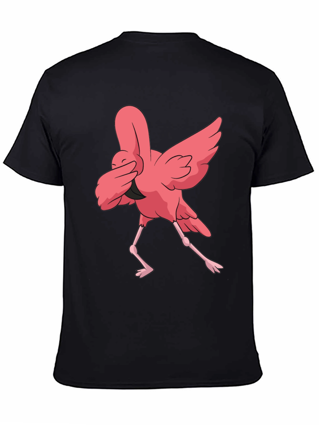 Dabbing Flamingo Graphic Tee - Black Cotton T-Shirt