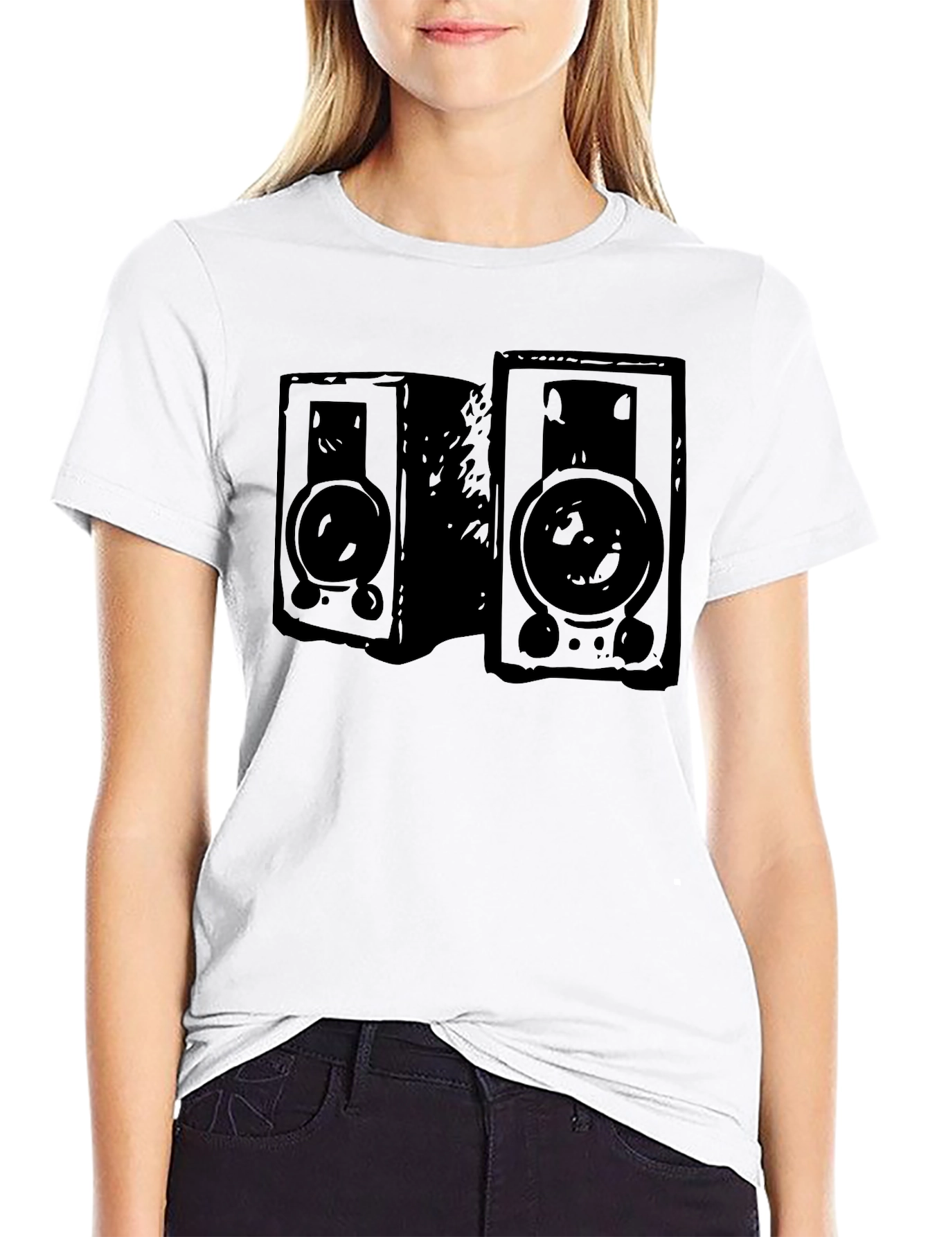 Speakers Graphic T-Shirt Black Music Lover Tee