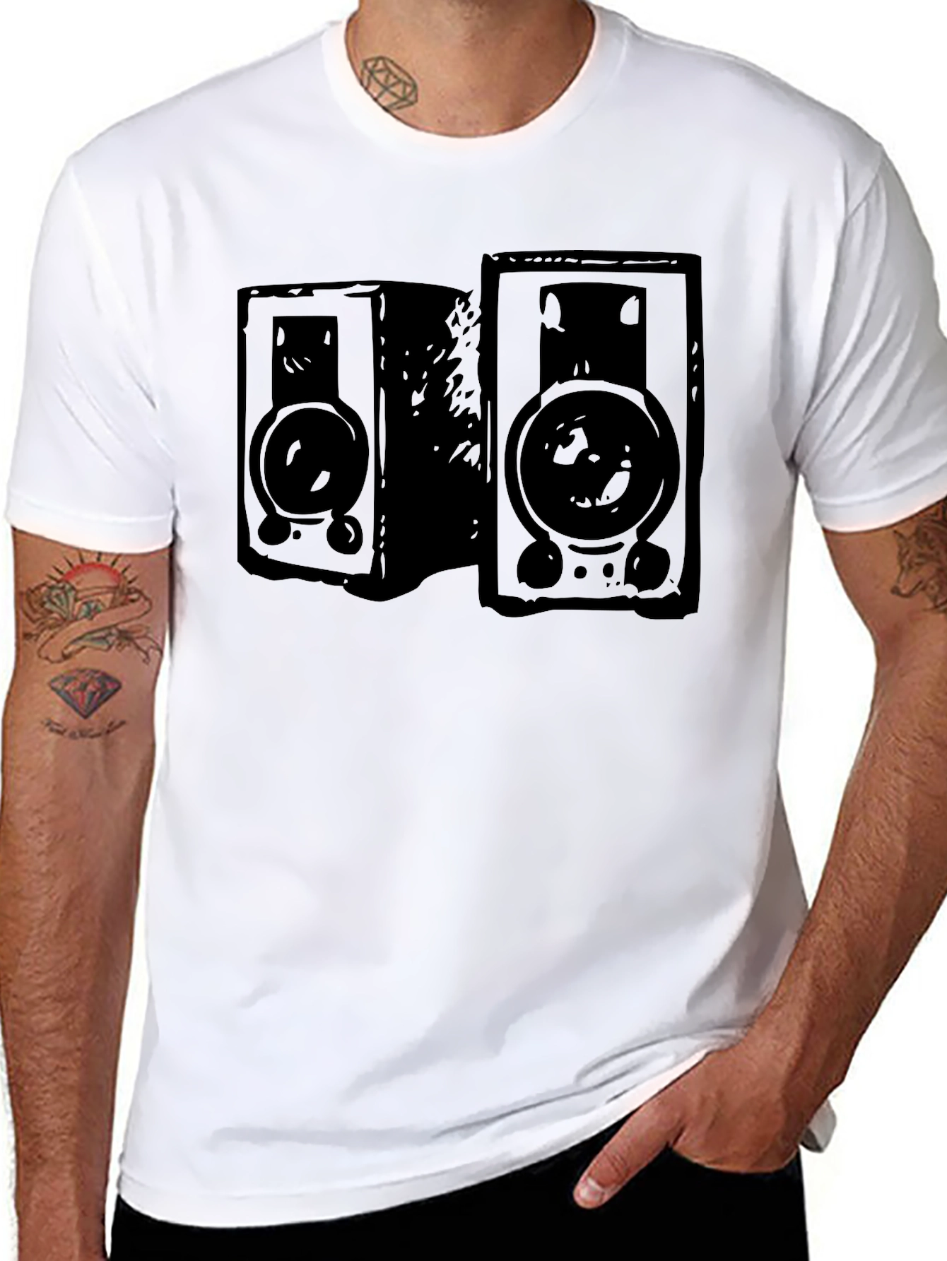 Speakers Graphic T-Shirt Black Music Lover Tee