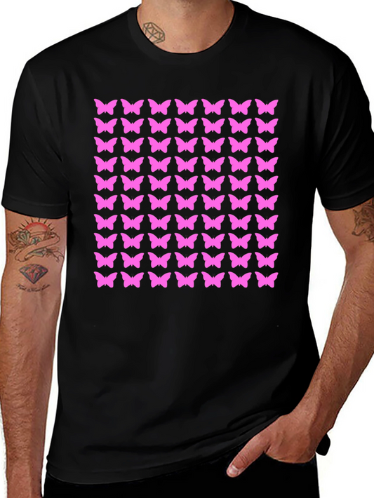 Butterfly Pattern Black T-Shirt