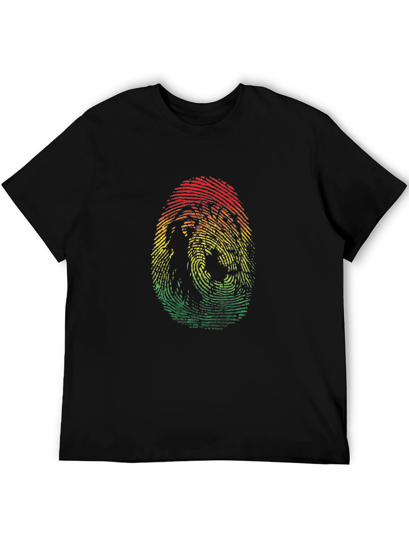 Rasta Fingerprint Graphic Tee - Black