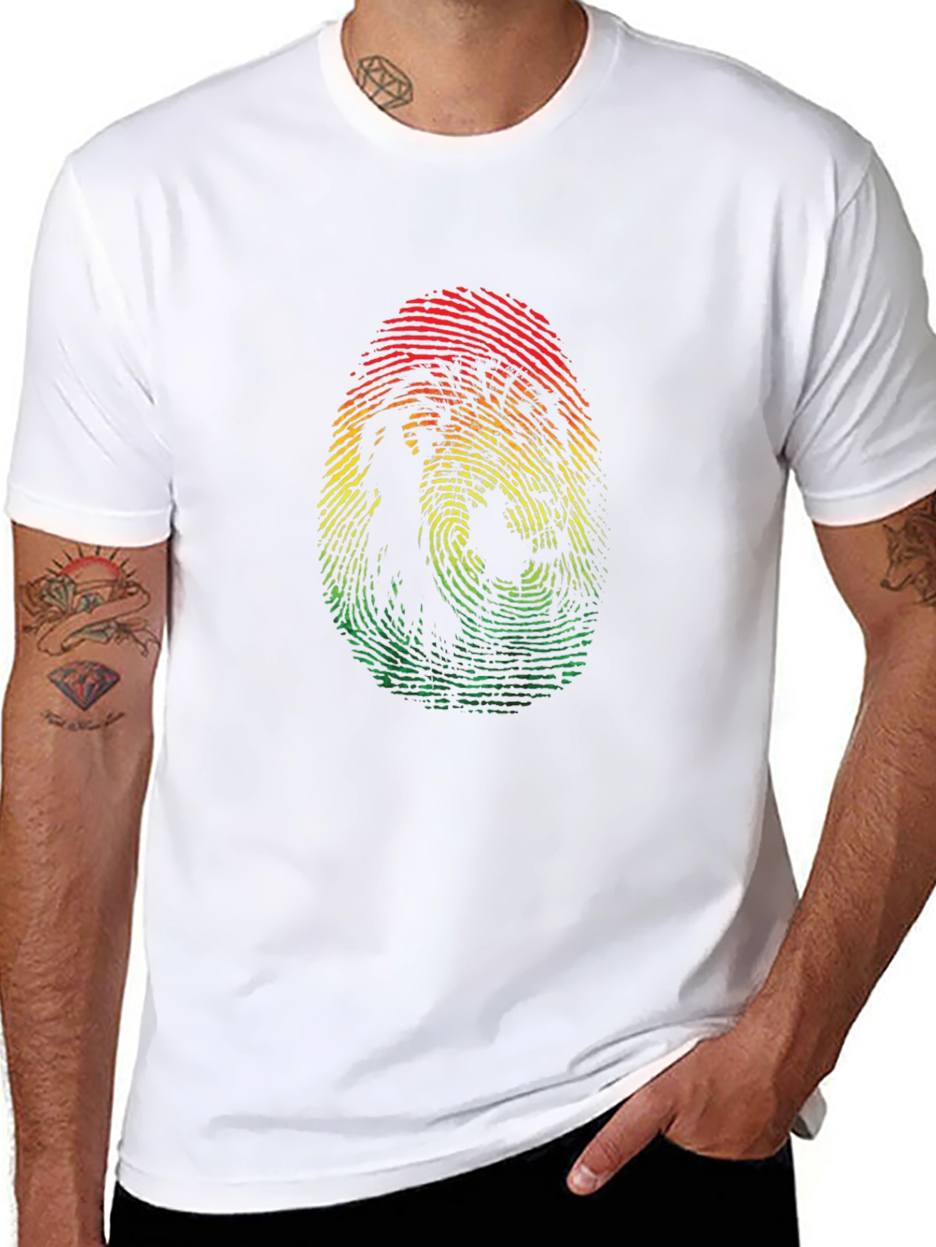 Rasta Fingerprint Graphic Tee - Black