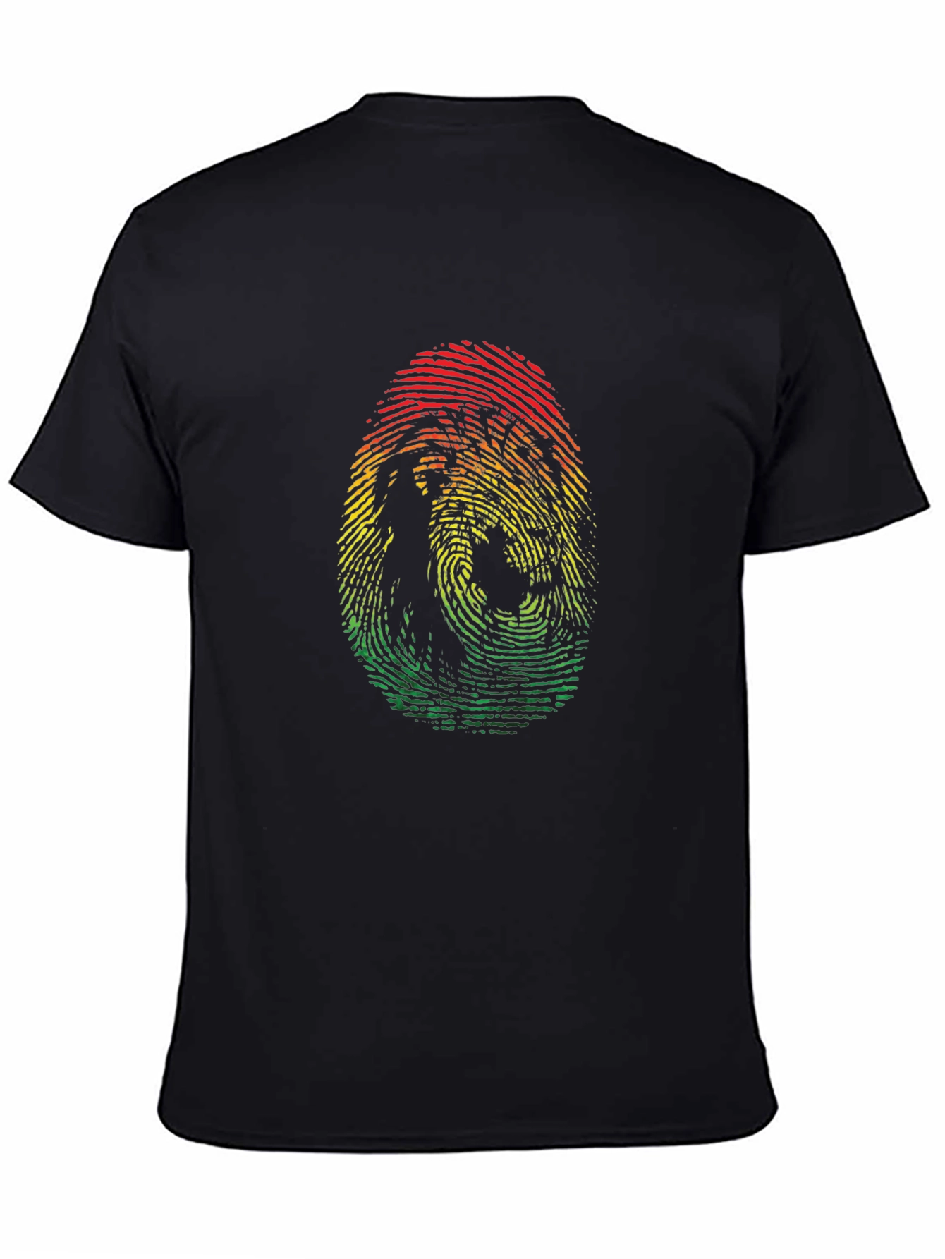 Rasta Fingerprint Graphic Tee - Black